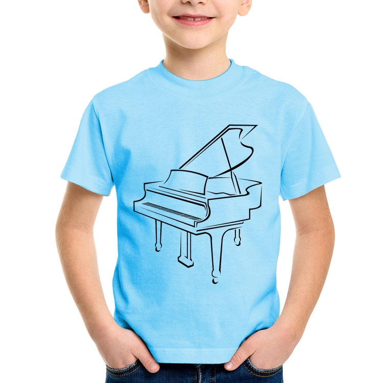 Camiseta Infantil Piano - Azul Bebê