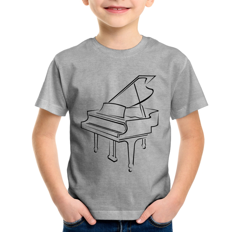 Camiseta Infantil Piano - Cinza