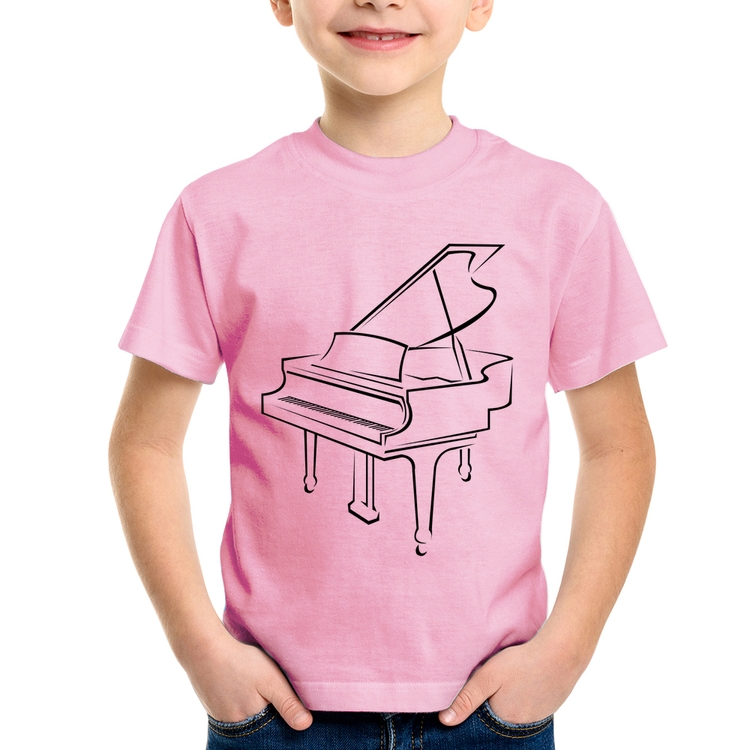 Camiseta Infantil Piano - Rosa Bebê