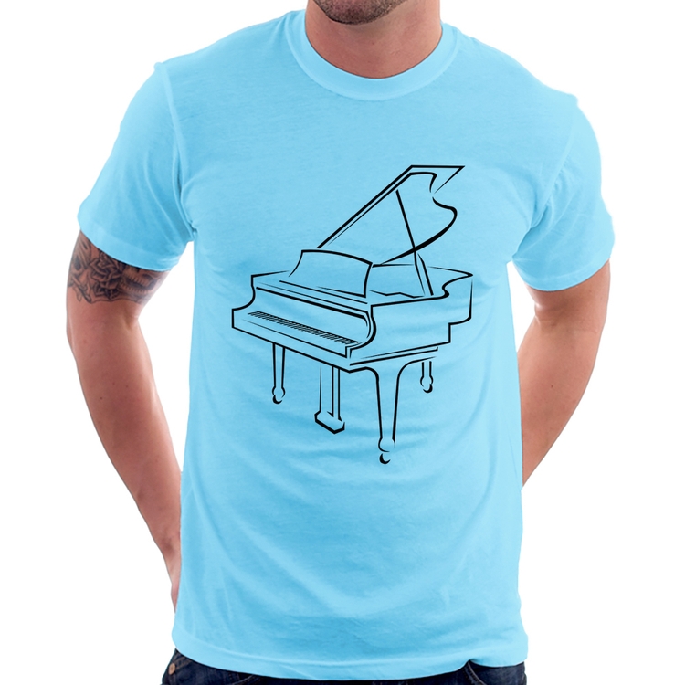 Camiseta Piano - Azul Bebê
