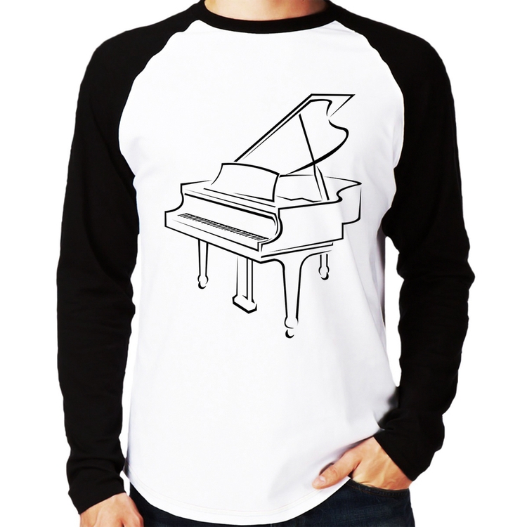 Camiseta Raglan Piano Manga Longa