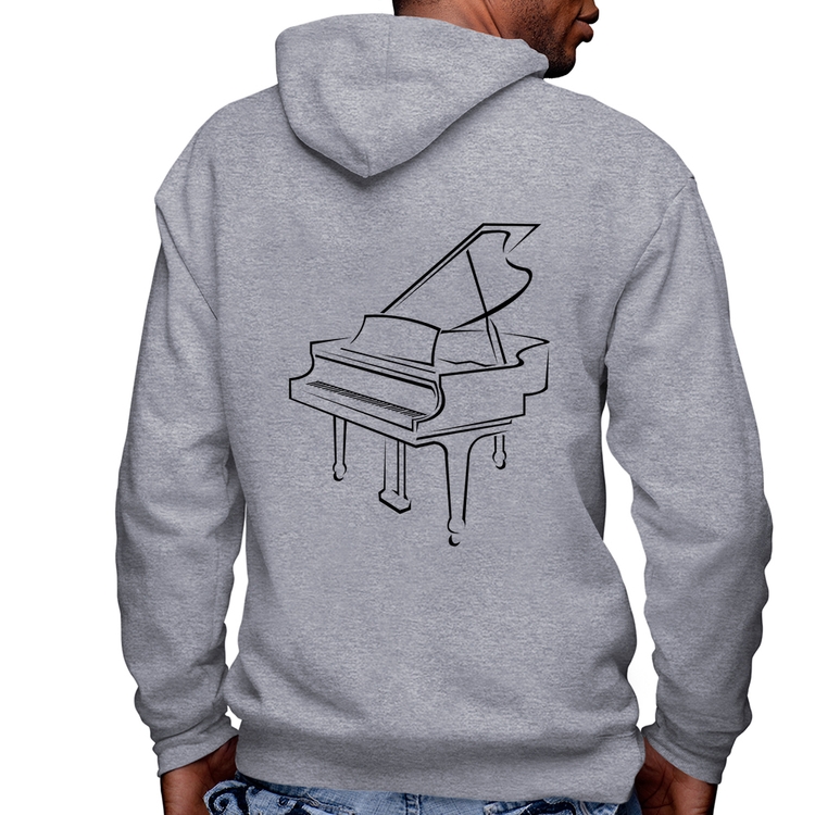 Blusa Moletom Piano Masculina com Capuz e Zíper - Mescla