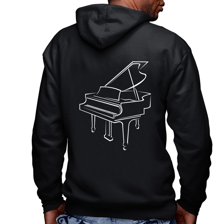 Blusa Moletom Piano Masculina com Capuz e Zíper