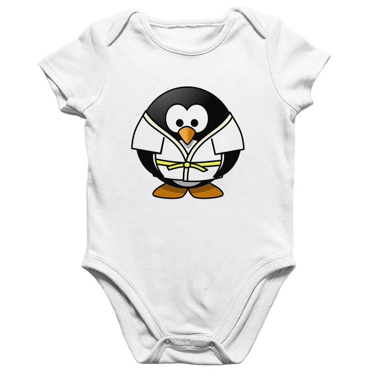 Body Bebê Algodão Pinguim Judô - Branco