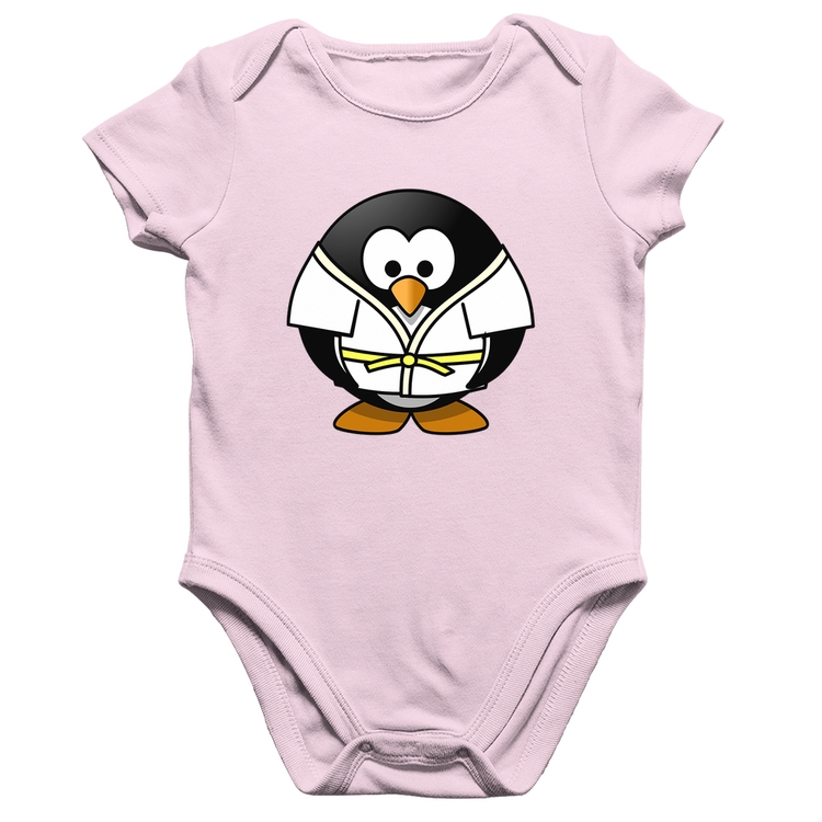 Body Bebê Algodão Pinguim Judô - Rosa Bebê