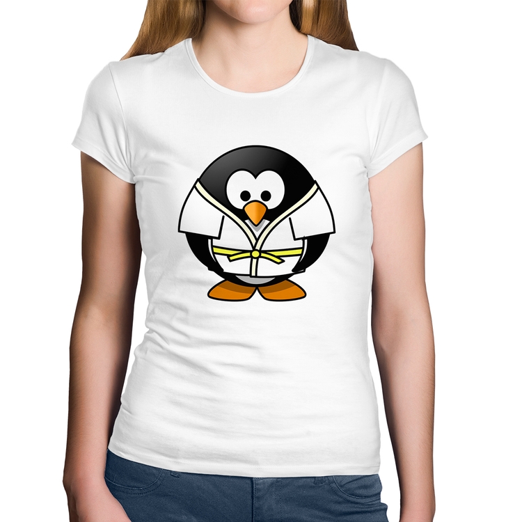 Baby Look Algodão Pinguim Judô - Branca