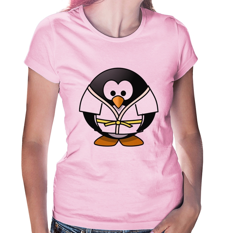 Baby Look Pinguim Judô - Rosa Bebê