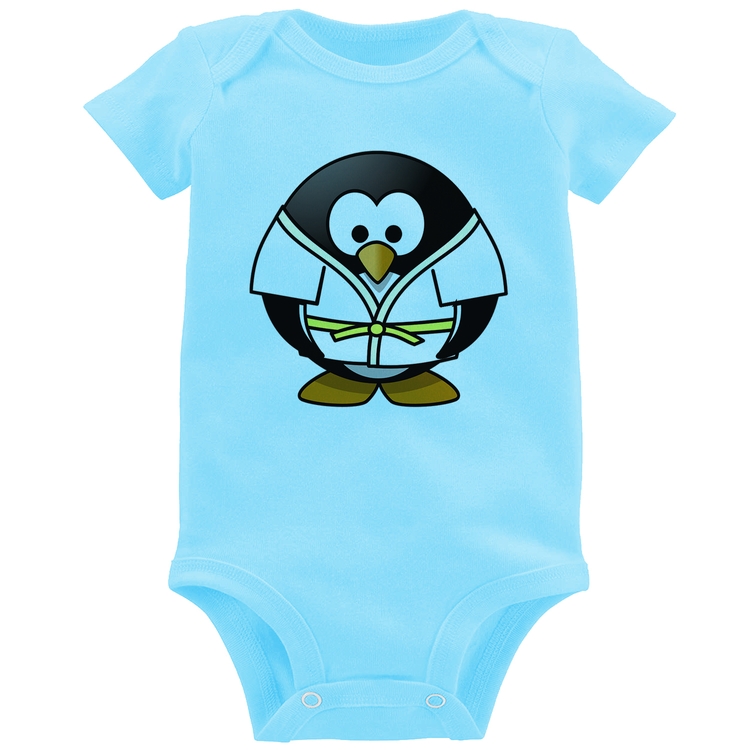 Body Bebê Pinguim Judô - Azul Bebê