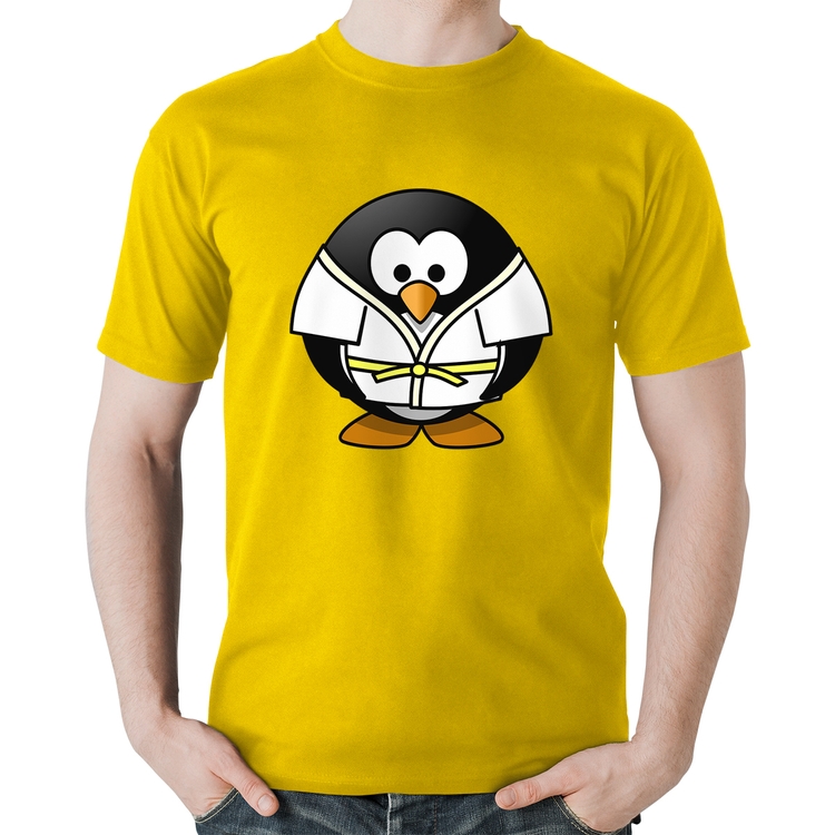 Camiseta Algodão Pinguim Judô - Amarela