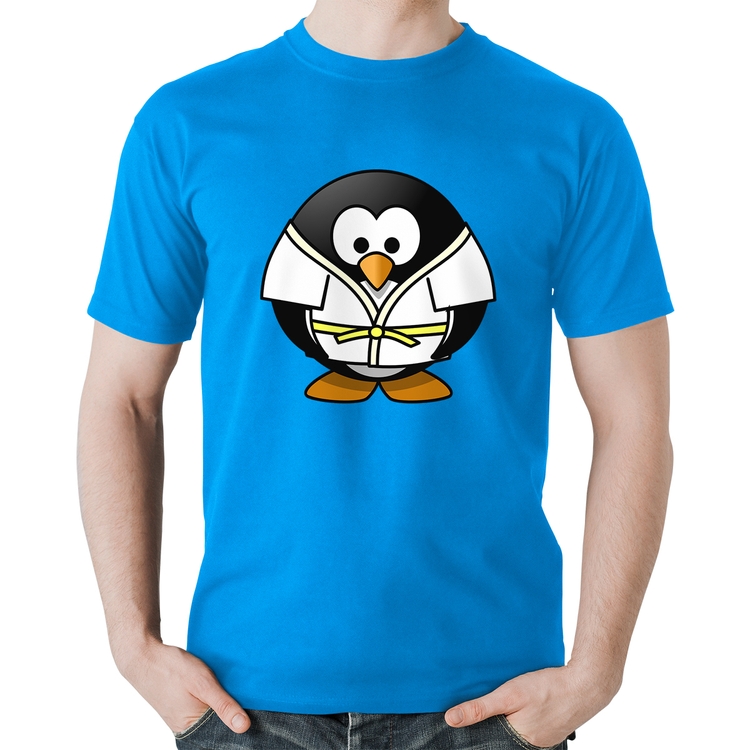 Camiseta Algodão Pinguim Judô - Azul