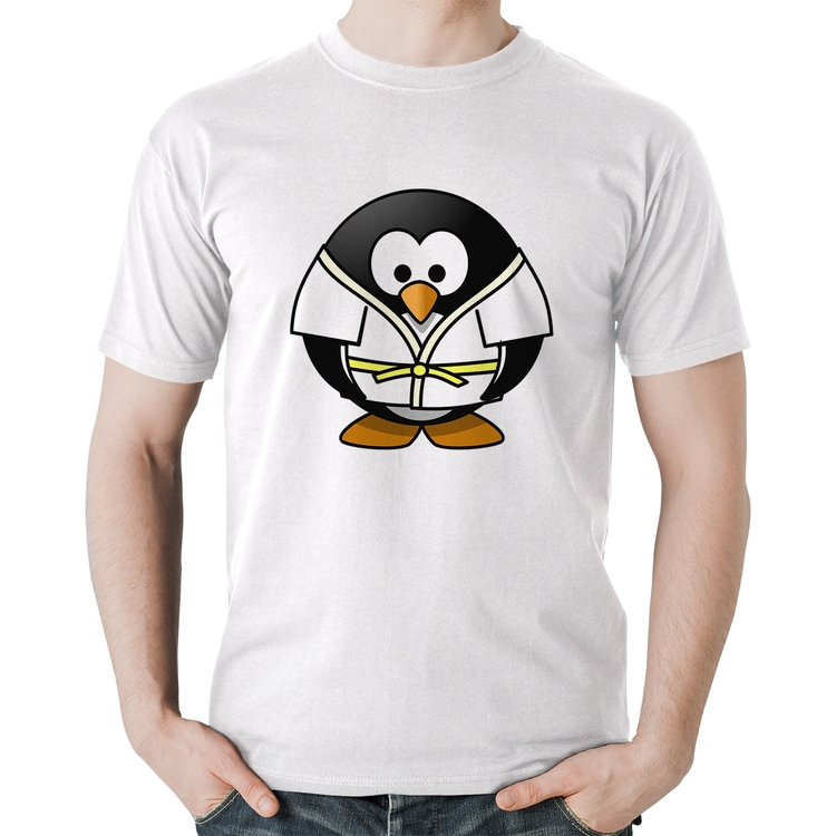 Camiseta Algodão Pinguim Judô - Branca