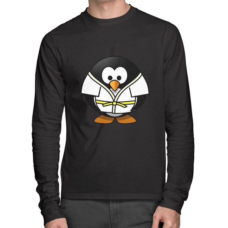 Camiseta Algodão Pinguim Judô Manga Longa
