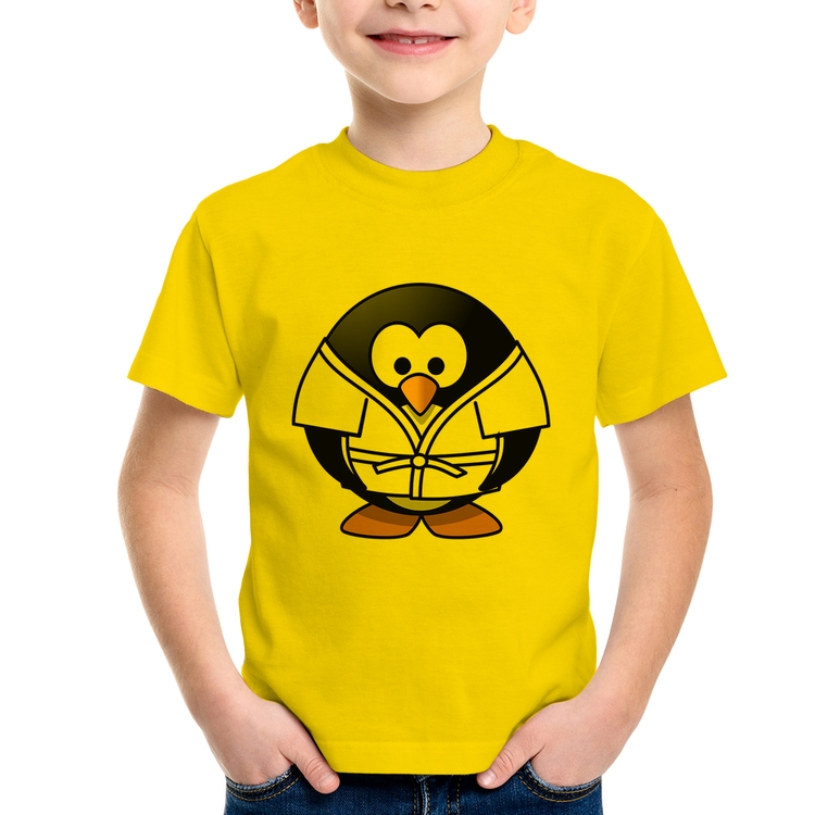Camiseta Infantil Pinguim Judô - Amarela
