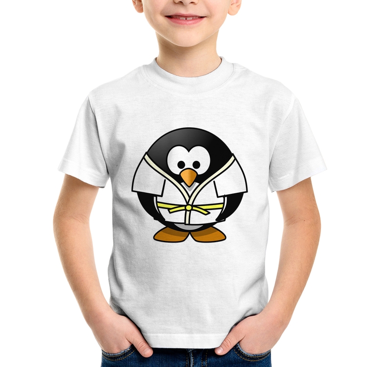 Camiseta Infantil Pinguim Judô
