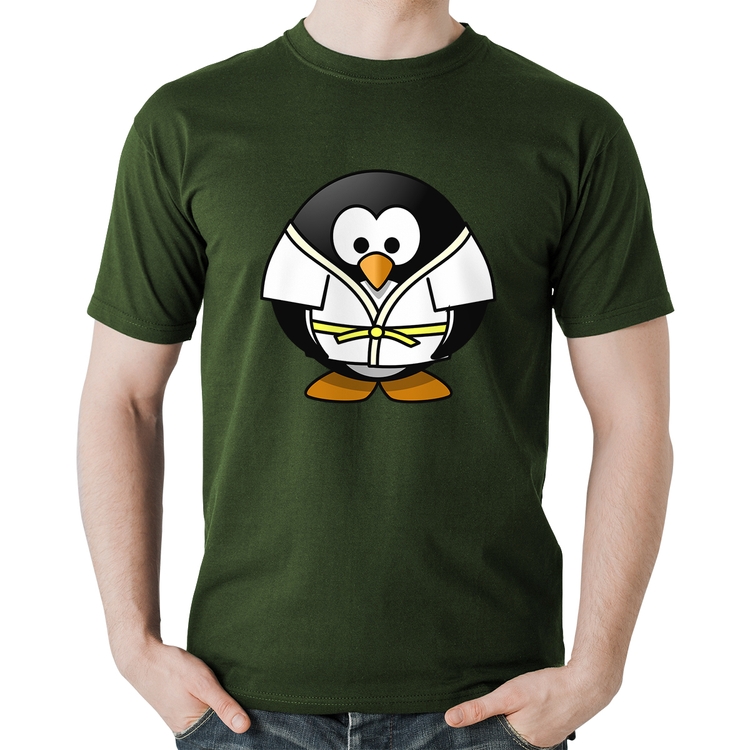 Camiseta Algodão Pinguim Judô - Musgo