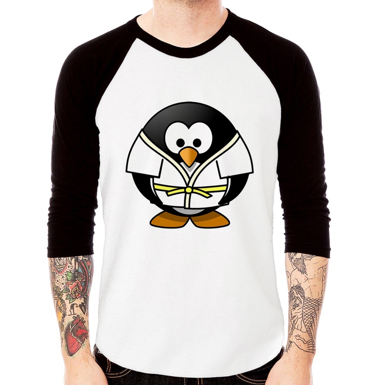 Camiseta Raglan Pinguim Judô Manga 3/4