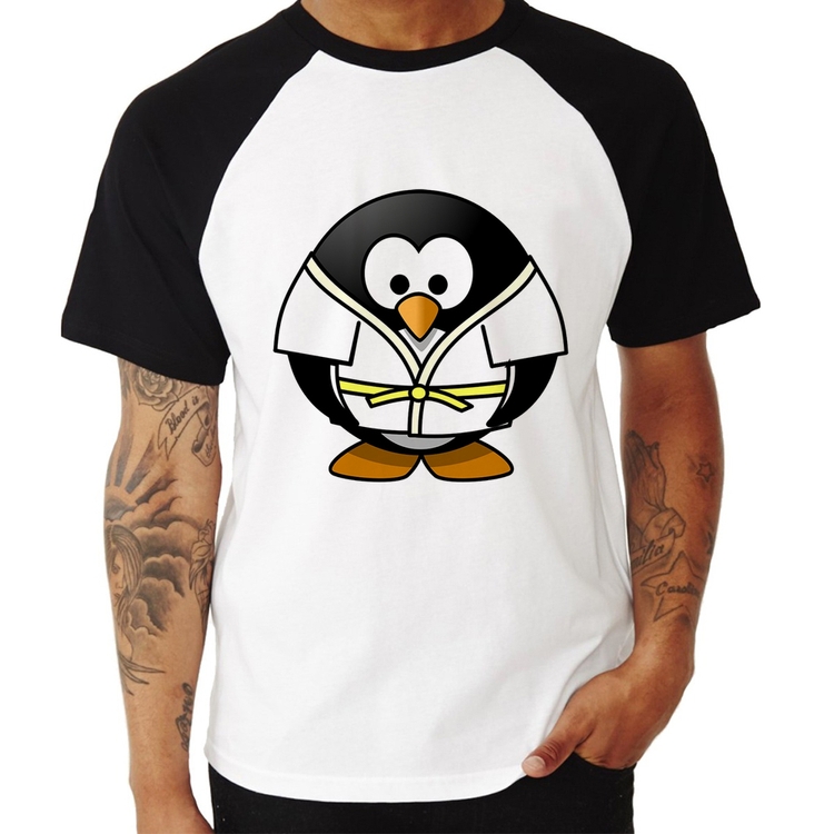 Camiseta Raglan Pinguim Judô