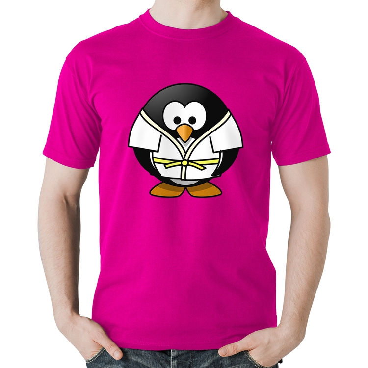 Camiseta Algodão Pinguim Judô - Rosa