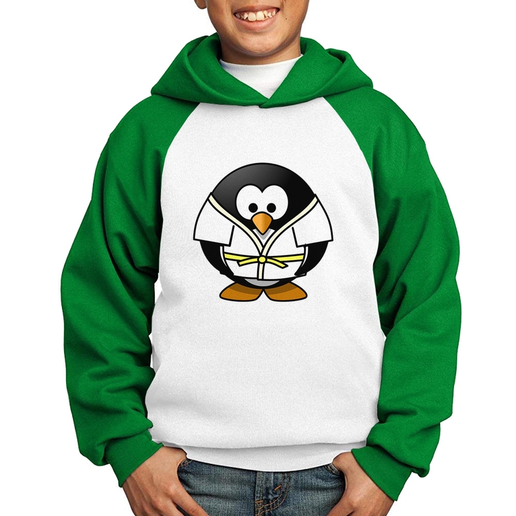 Moletom Infantil Pinguim Judô - Branco/Verde