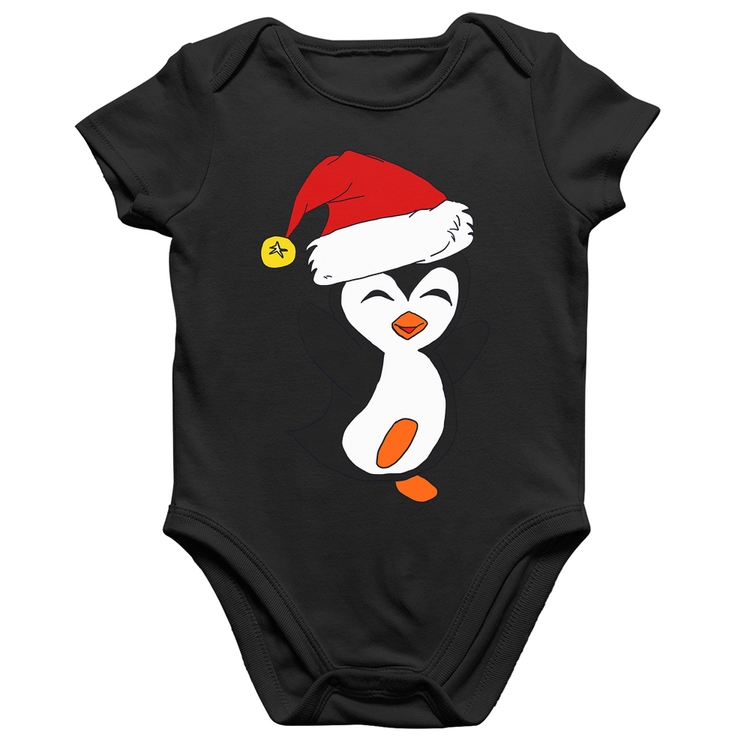 Body Bebê Algodão Pinguim Noel