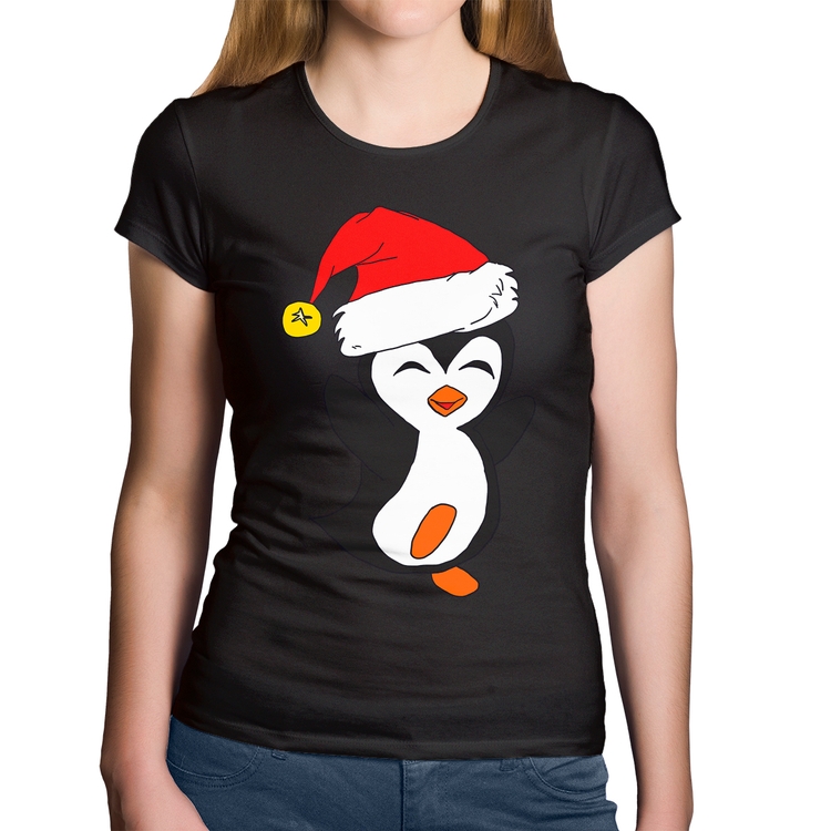 Baby Look Algodão Pinguim Noel