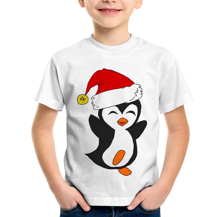 Camiseta Infantil Pinguim Noel