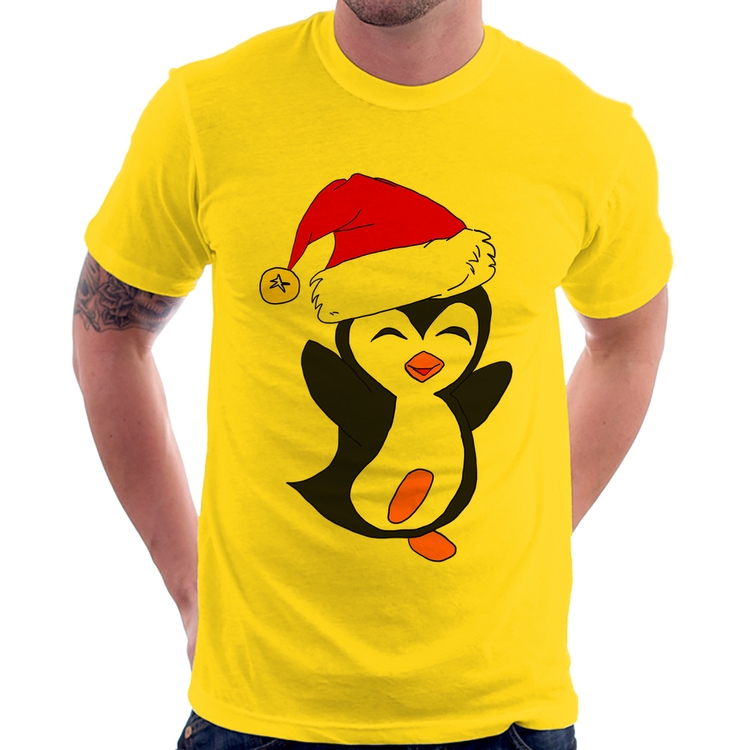 Camiseta Pinguim Noel - Amarela