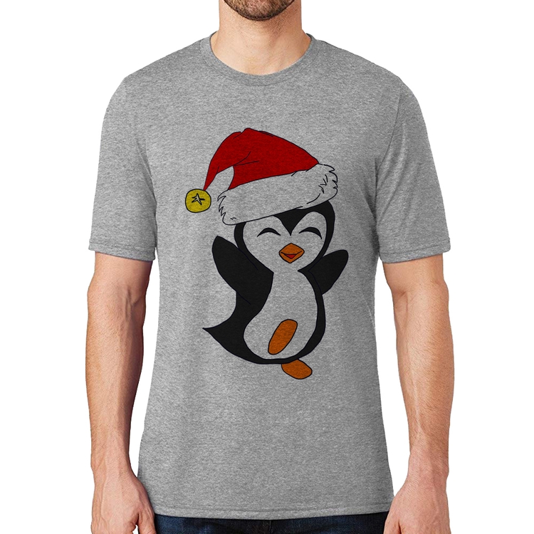 Camiseta Pinguim Noel - Cinza