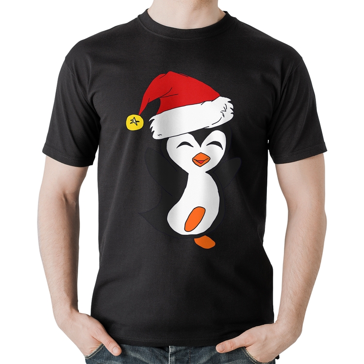 Camiseta Algodão Pinguim Noel