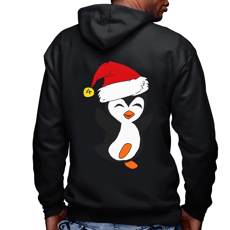 Blusa Moletom Pinguim Noel Masculina com Capuz e Zíper