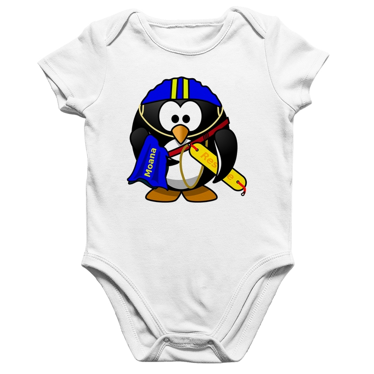 Body Bebê Algodão Pinguim Salva Vidas - Branco