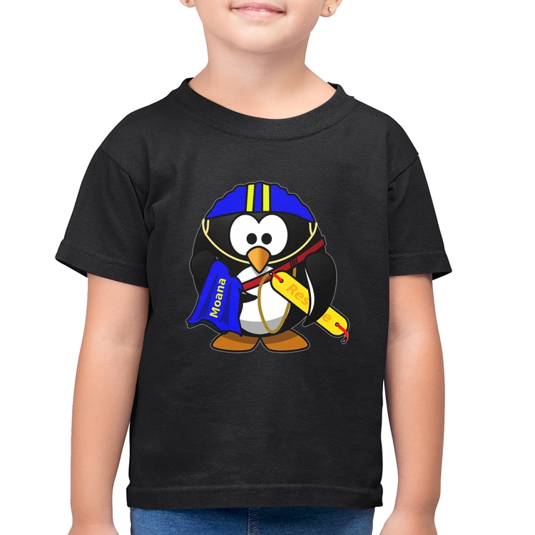 Camiseta Algodão Infantil Pinguim Salva Vidas
