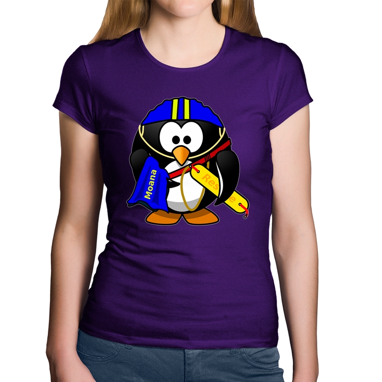 Baby Look Algodão Pinguim Salva Vidas - Roxa