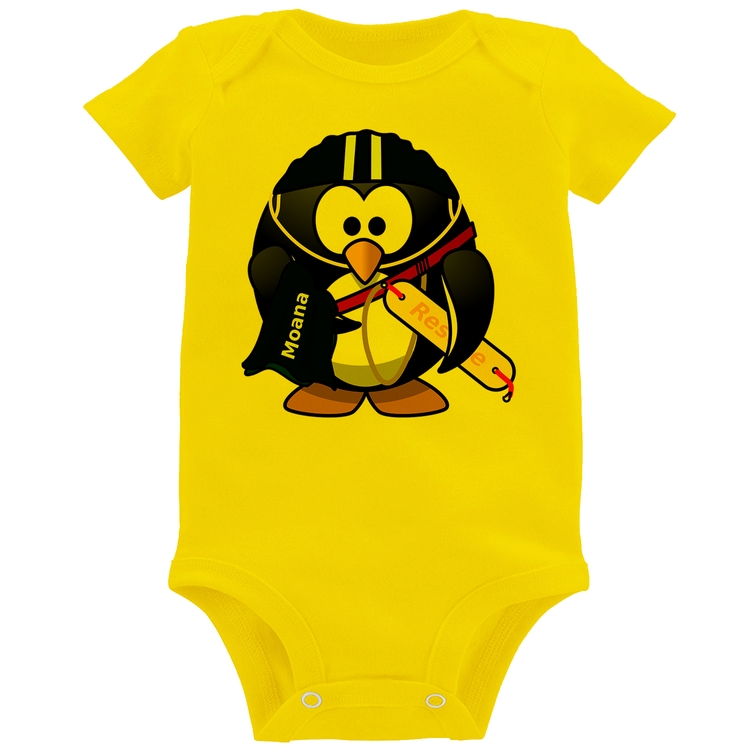 Body Bebê Pinguim Salva Vidas - Amarelo