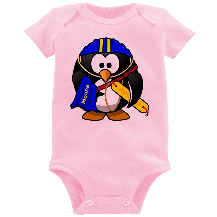 Body Bebê Pinguim Salva Vidas - Rosa Bebê
