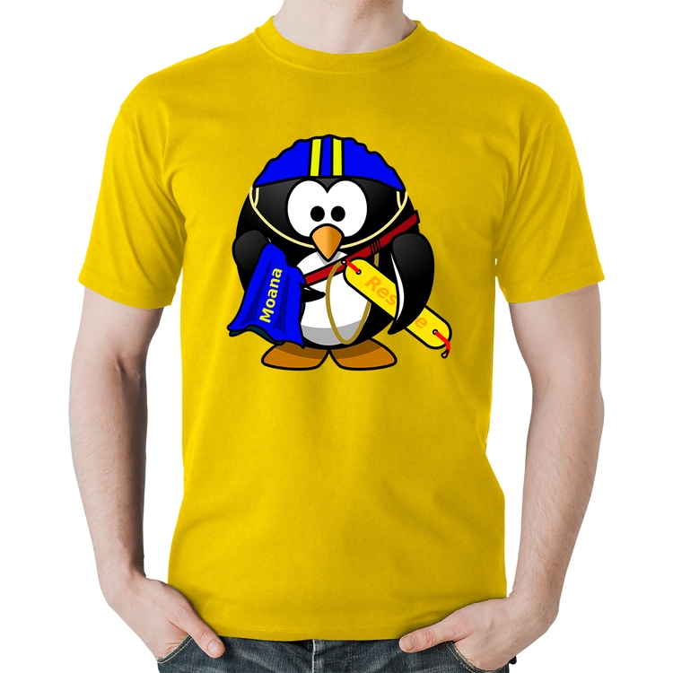 Camiseta Algodão Pinguim Salva Vidas - Amarela