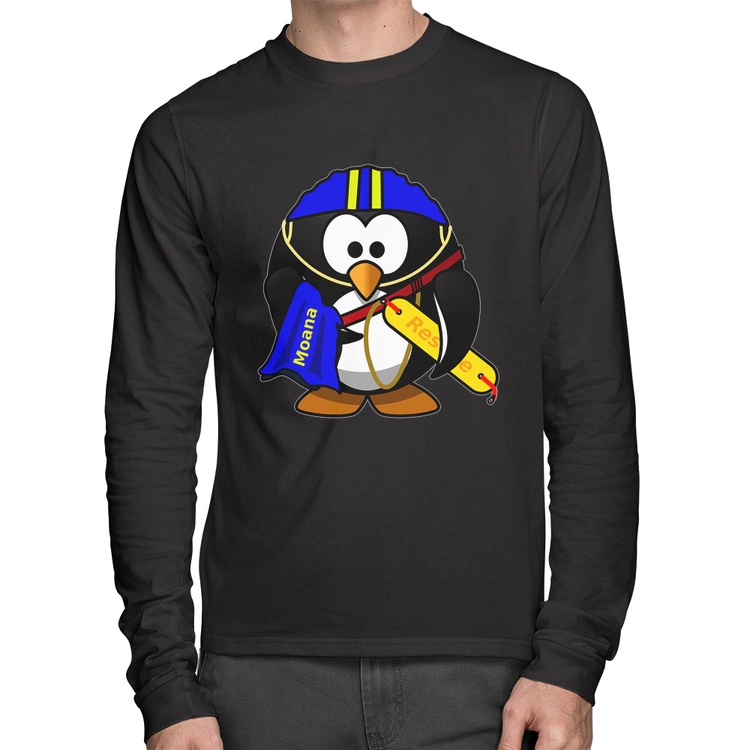 Camiseta Algodão Pinguim Salva Vidas Manga Longa