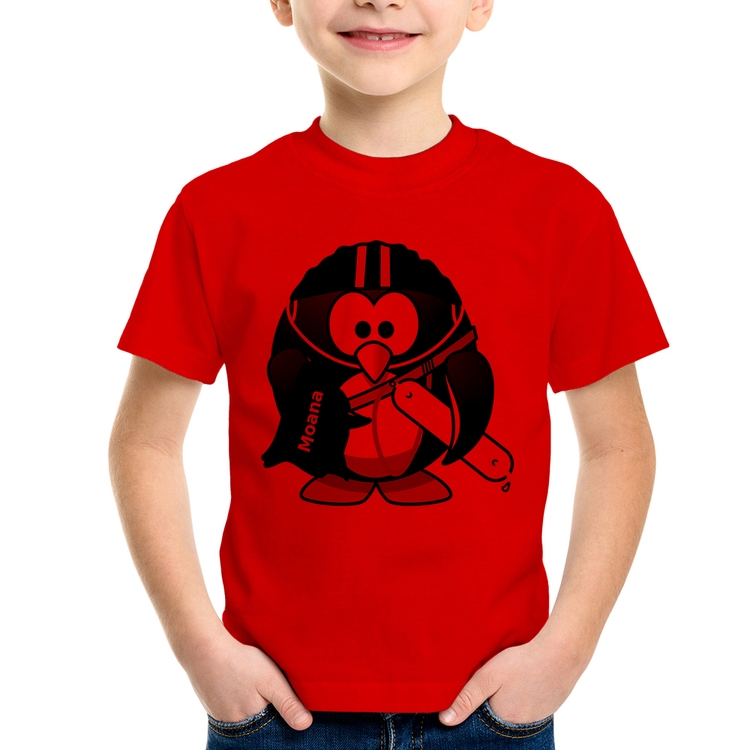 Camiseta Infantil Pinguim Salva Vidas - Vermelha