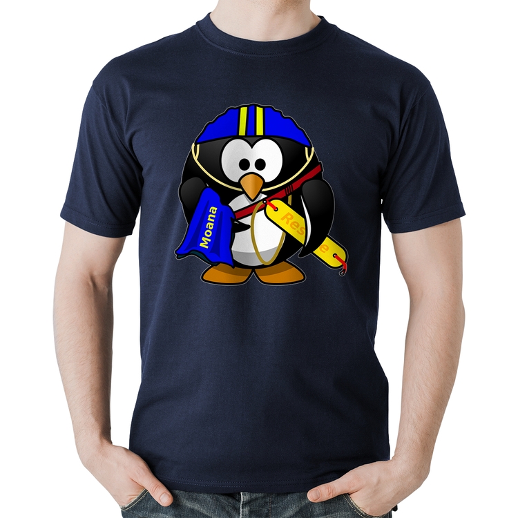 Camiseta Algodão Pinguim Salva Vidas - Marinho