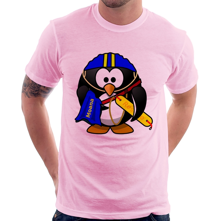Camiseta Pinguim Salva Vidas - Rosa Bebê