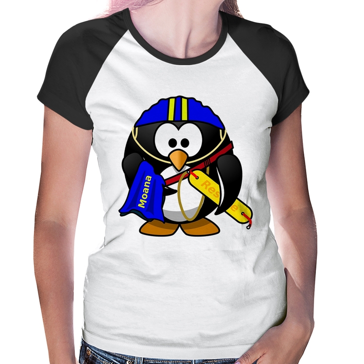 Baby Look Raglan Pinguim Salva Vidas