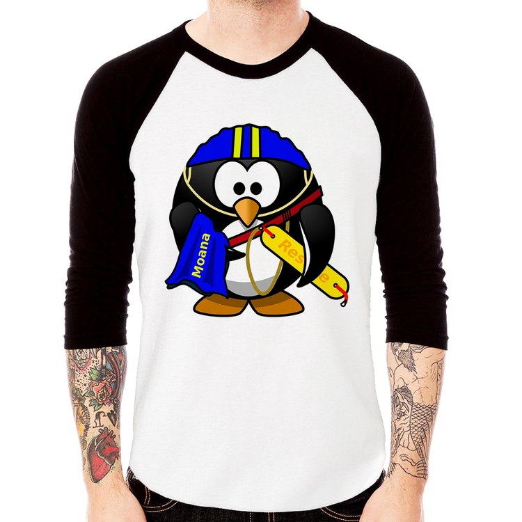 Camiseta Raglan Pinguim Salva Vidas Manga 3/4