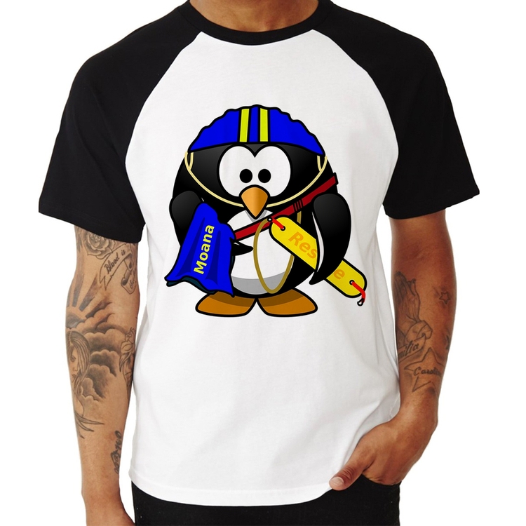 Camiseta Raglan Pinguim Salva Vidas
