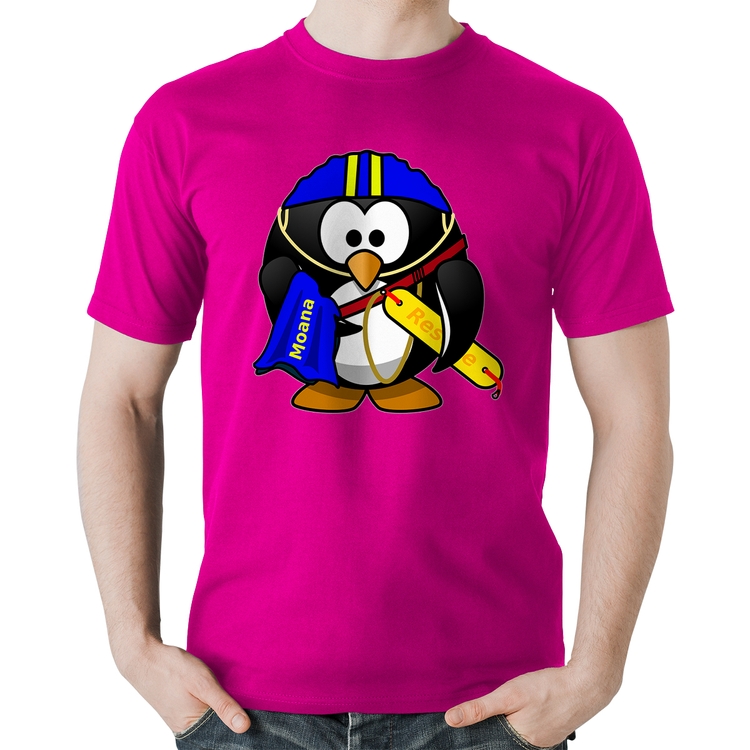 Camiseta Algodão Pinguim Salva Vidas - Rosa