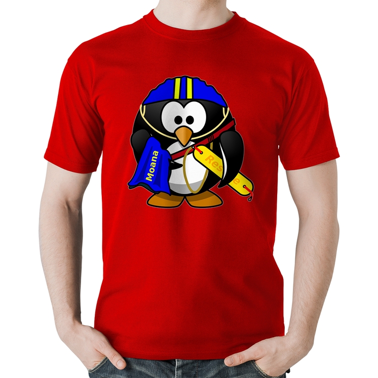 Camiseta Algodão Pinguim Salva Vidas - Vermelha