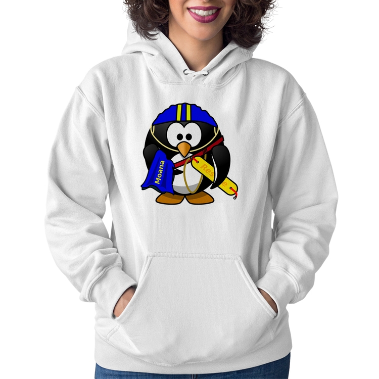 Moletom Feminino Pinguim Salva Vidas - Branco