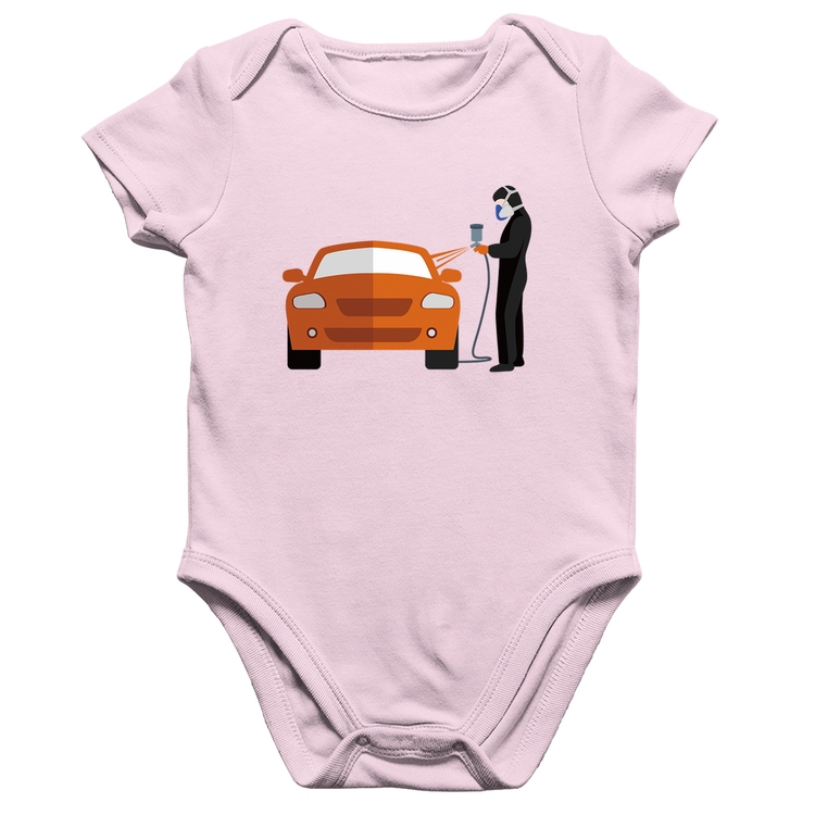 Body Bebê Algodão Pintor Automotivo - Rosa Bebê