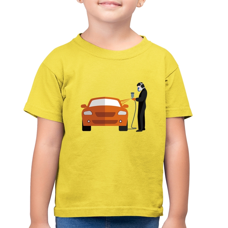 Camiseta Algodão Infantil Pintor Automotivo - Amarelo Canário