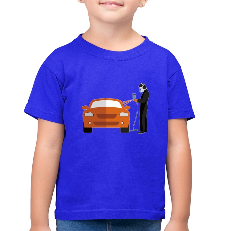 Camiseta Algodão Infantil Pintor Automotivo - Azul Royal