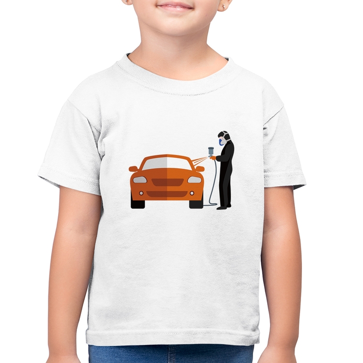 Camiseta Algodão Infantil Pintor Automotivo - Branca